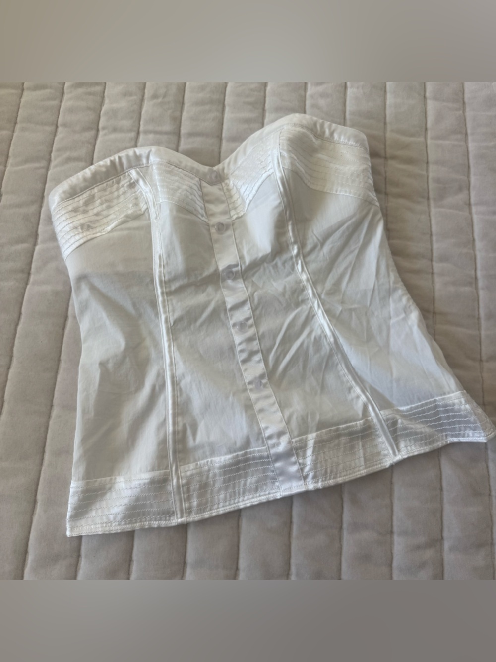 Y2K Coquette Clean Girl white Bebe strapless corset sweetheart bustier top